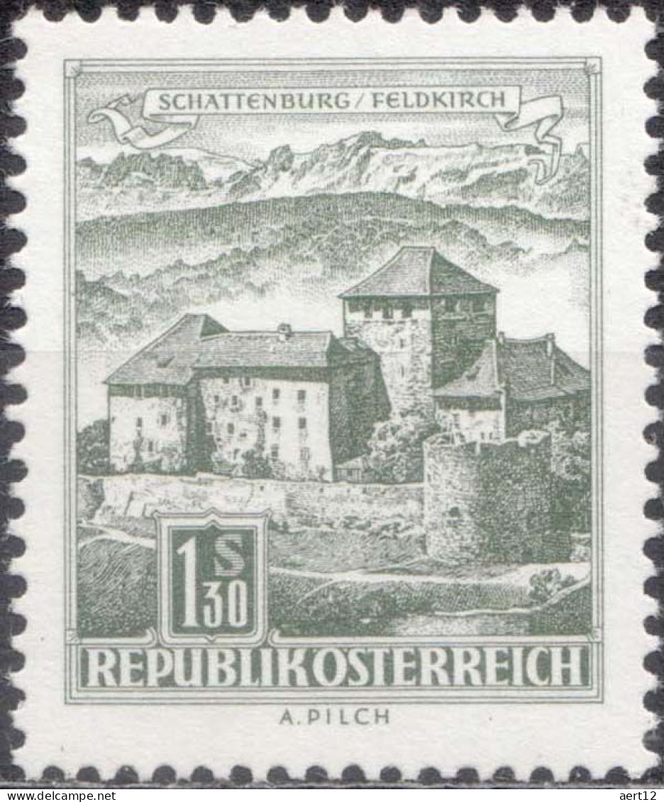 1967, Austria, Schattenburg Castle, Feldkirch (Vorarlberg), Buildings, Castles, MNH(**), Mi: 1232 - Nuovi