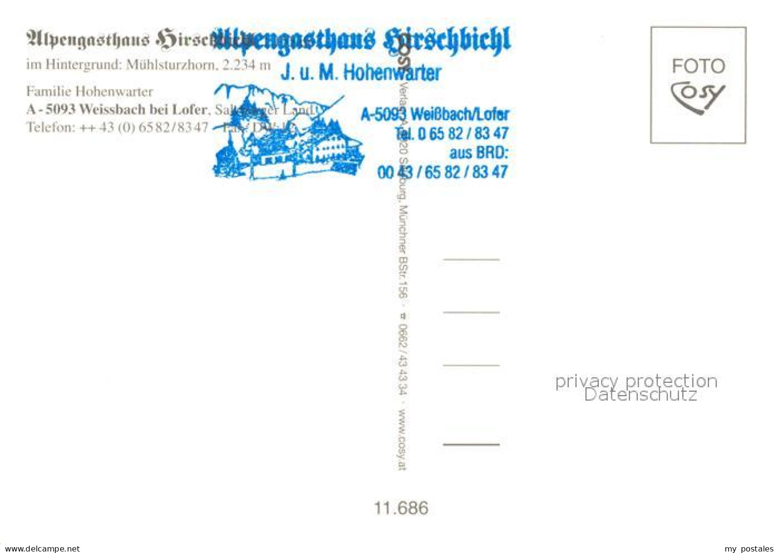 73603926 Weissbach Lofer Alpengasthaus Hirschbichl Gegen Muehlsturzhorn Loferer  - Autres & Non Classés