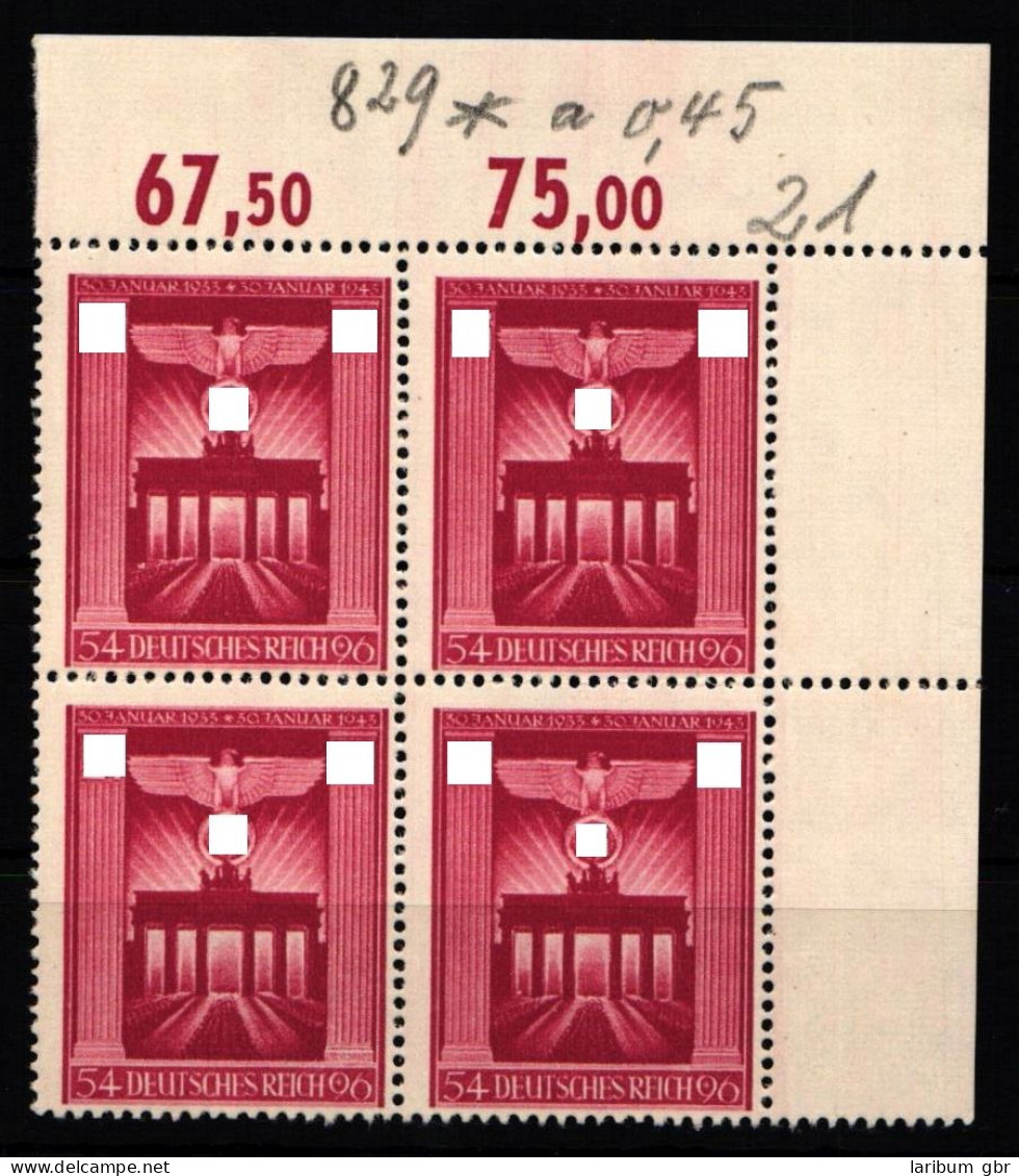 Deutsches Reich 829 Postfrisch 4er Block Vom Eckrand #KL512 - Sonstige & Ohne Zuordnung