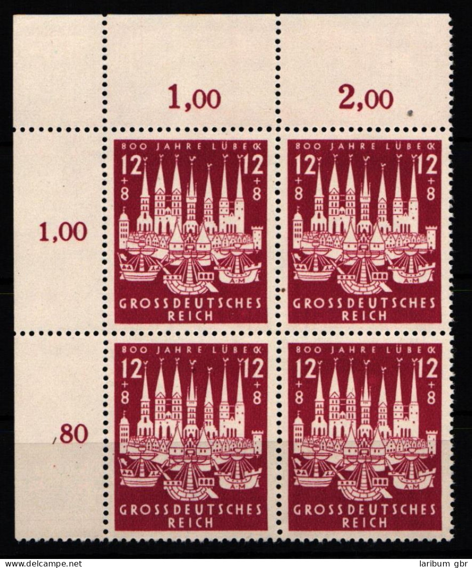 Deutsches Reich 862 Postfrisch 4er Block Vom Eckrand #KL539 - Other & Unclassified