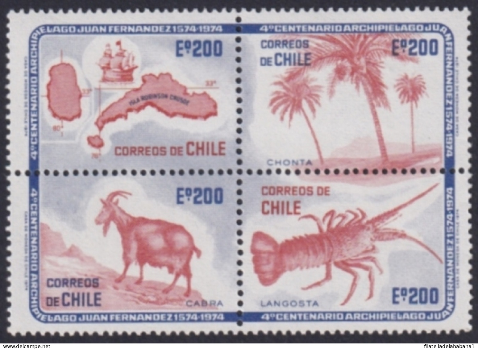 F-EX50200 CHILE MNH 1974 JUAN FERNANDEZ NATURE FAUNA LOBSTER SHEEP COCONUT.  - Autres & Non Classés