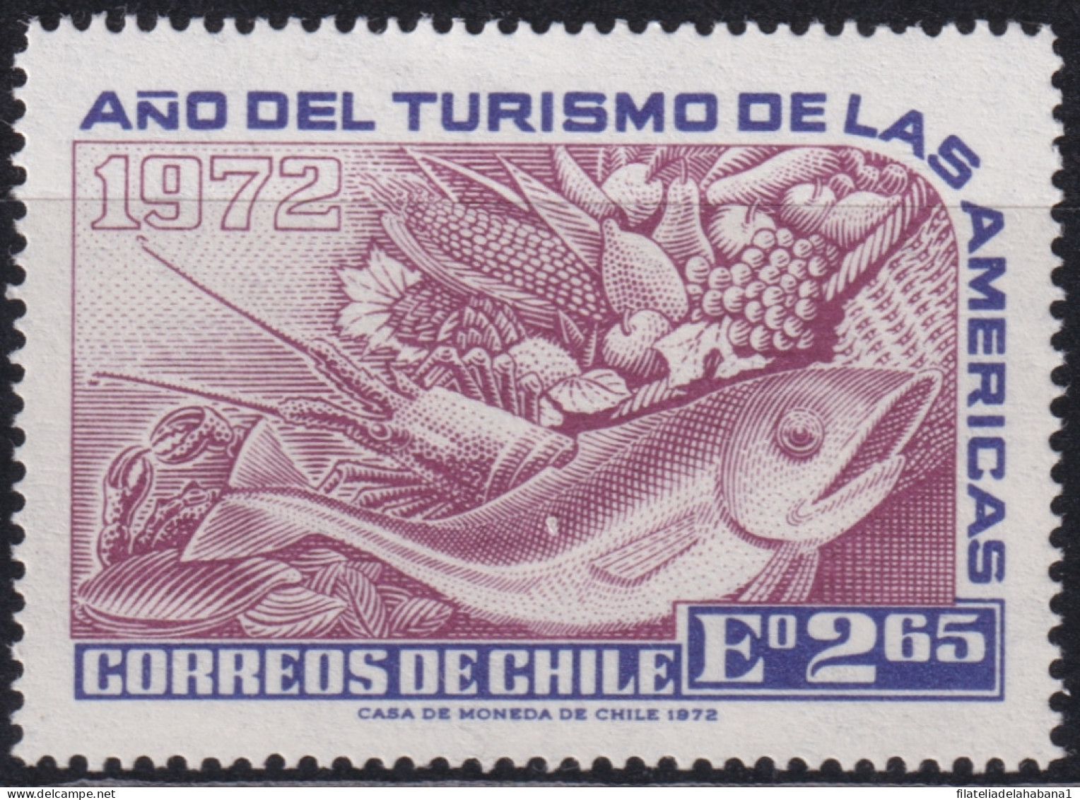 F-EX50188 CHILE MNH 1972 AMERICAN TOURISM YEAR FOOD FRUIT FISH PECES.  - Food