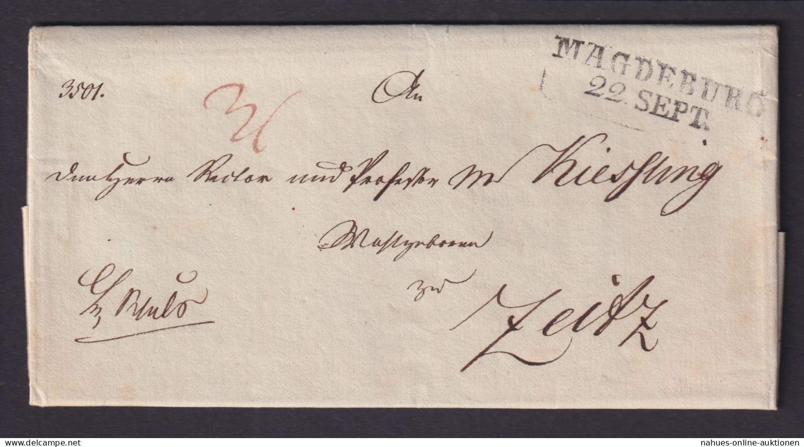 Altdeutschland Magdeburg Zeitz Sachsen Anhalt Vorphila Kompl. Brief 1829 - Prephilately