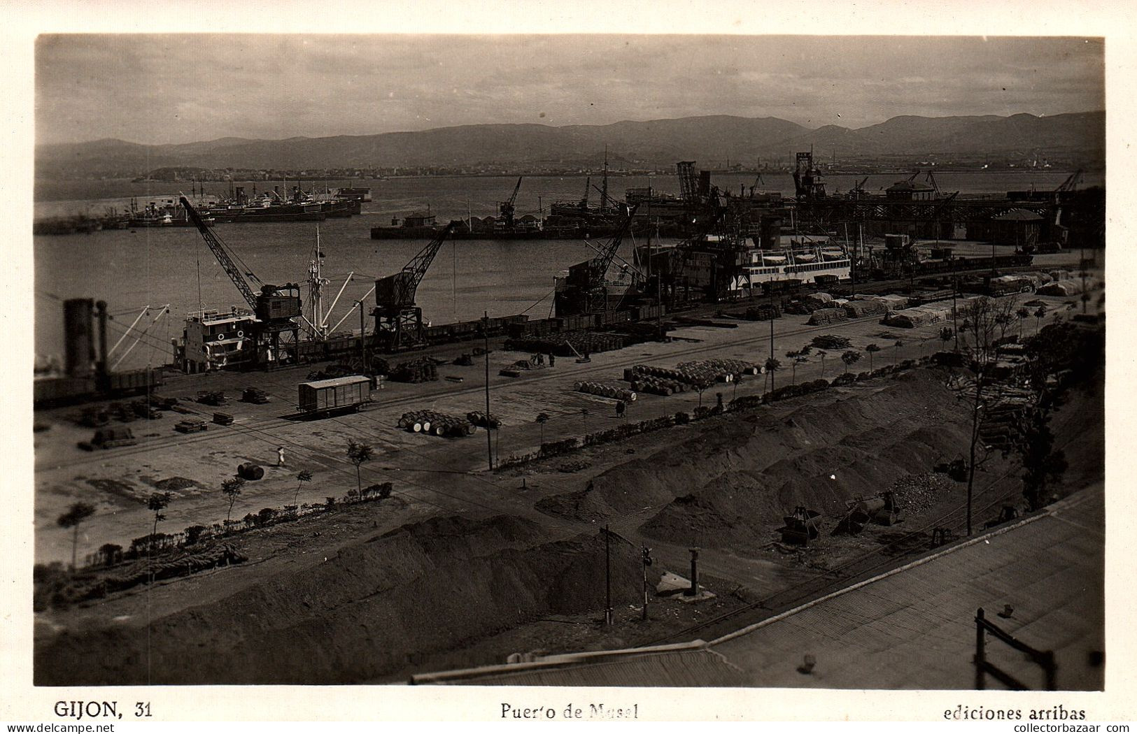 Spain Gijon Puerto Railway Train  Vintage Postcard  Real Photo - Asturias (Oviedo)