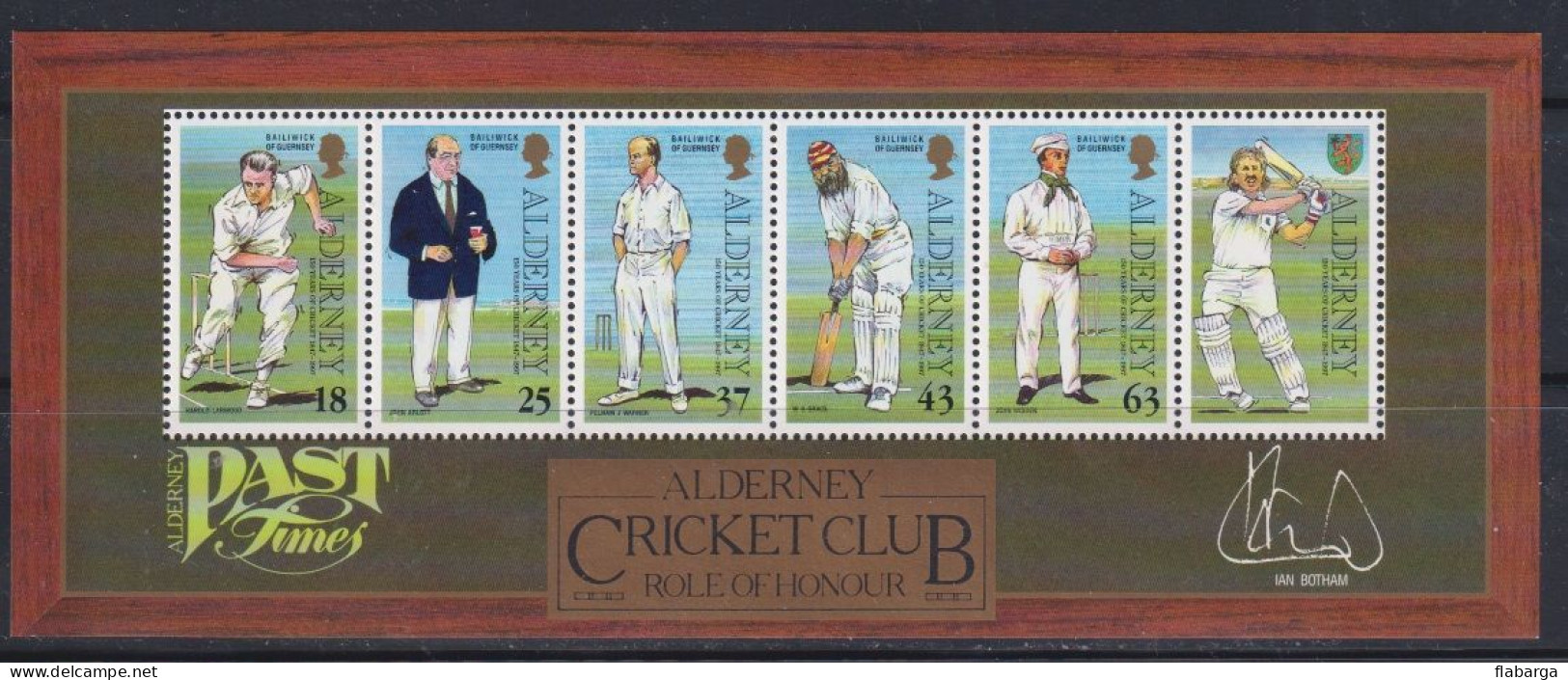 Año 1997 Yvert Hoja 3 (nº103/7)  Aniversario Cricket - Alderney