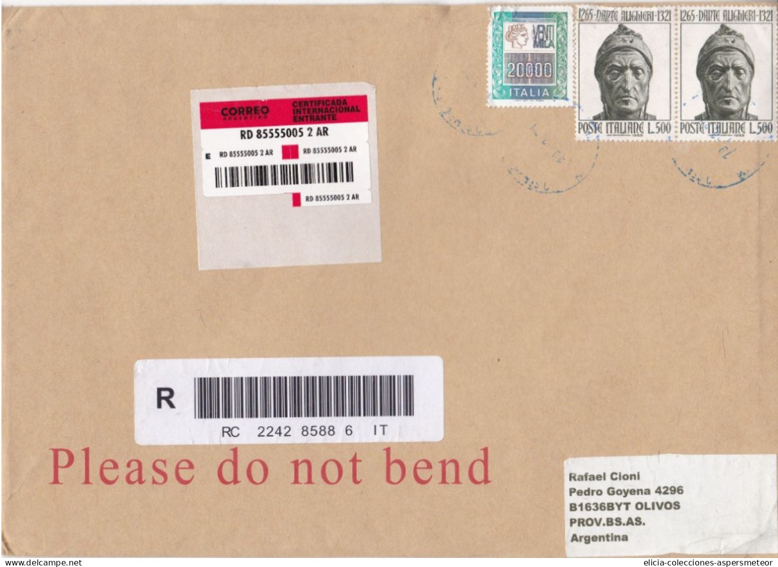 Italy - Letter - Sent To Argentina - Caja 30 - Luftpost