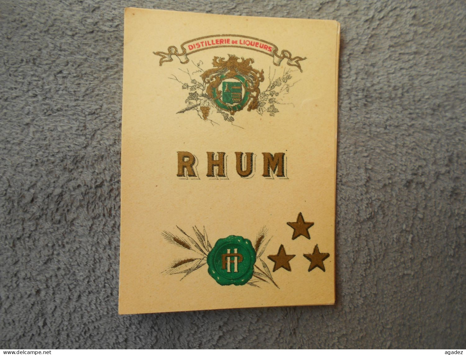 Ancienne étiquette Rhum Distillerie De Liqueurs - Rum
