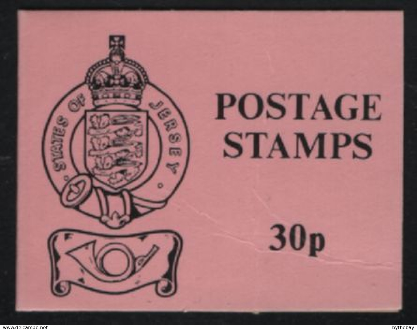 Jersey 1984 Black On Pink Stamp Sachet  Sc 255 9p Le Breton (2), Sc 258 12p Robin - Jersey