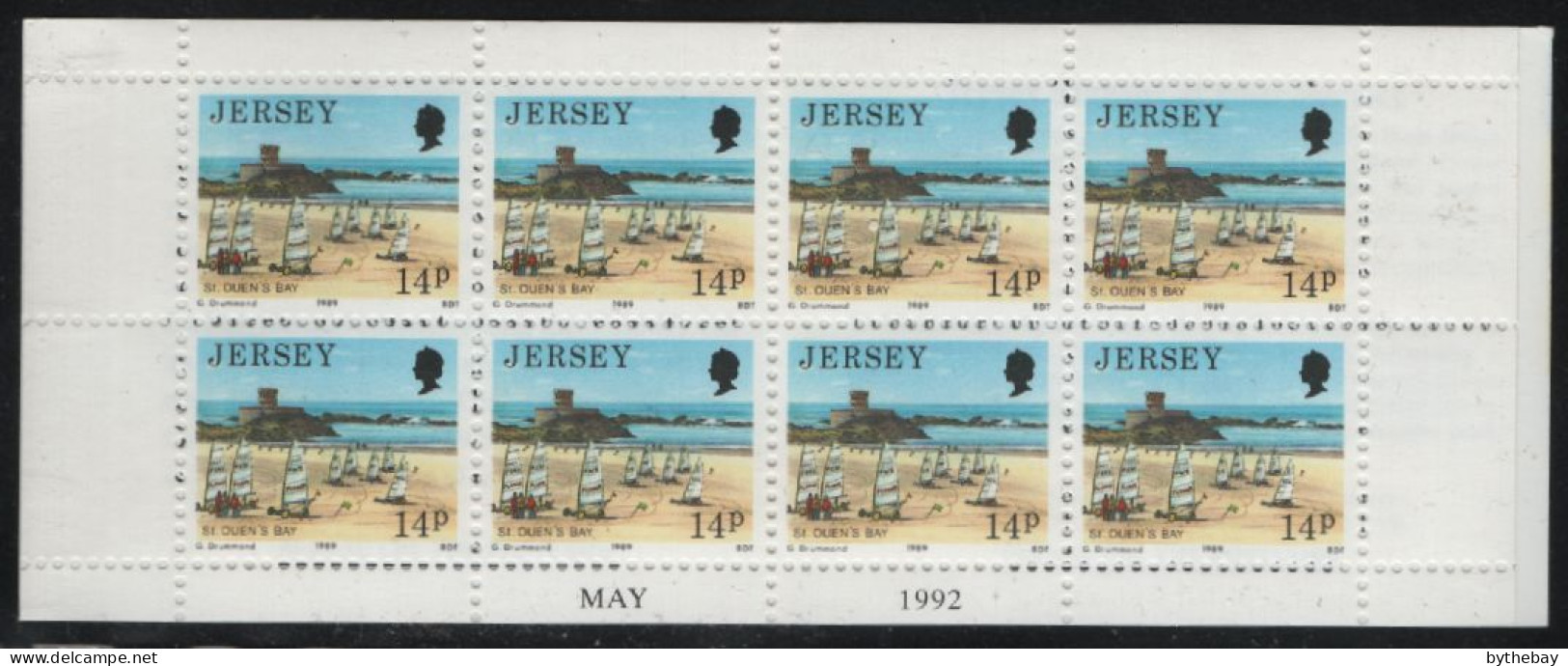 Jersey 1992 Booklet  Sc 487b 14p St. Ouen's Bay Pane Of 8 - Jersey