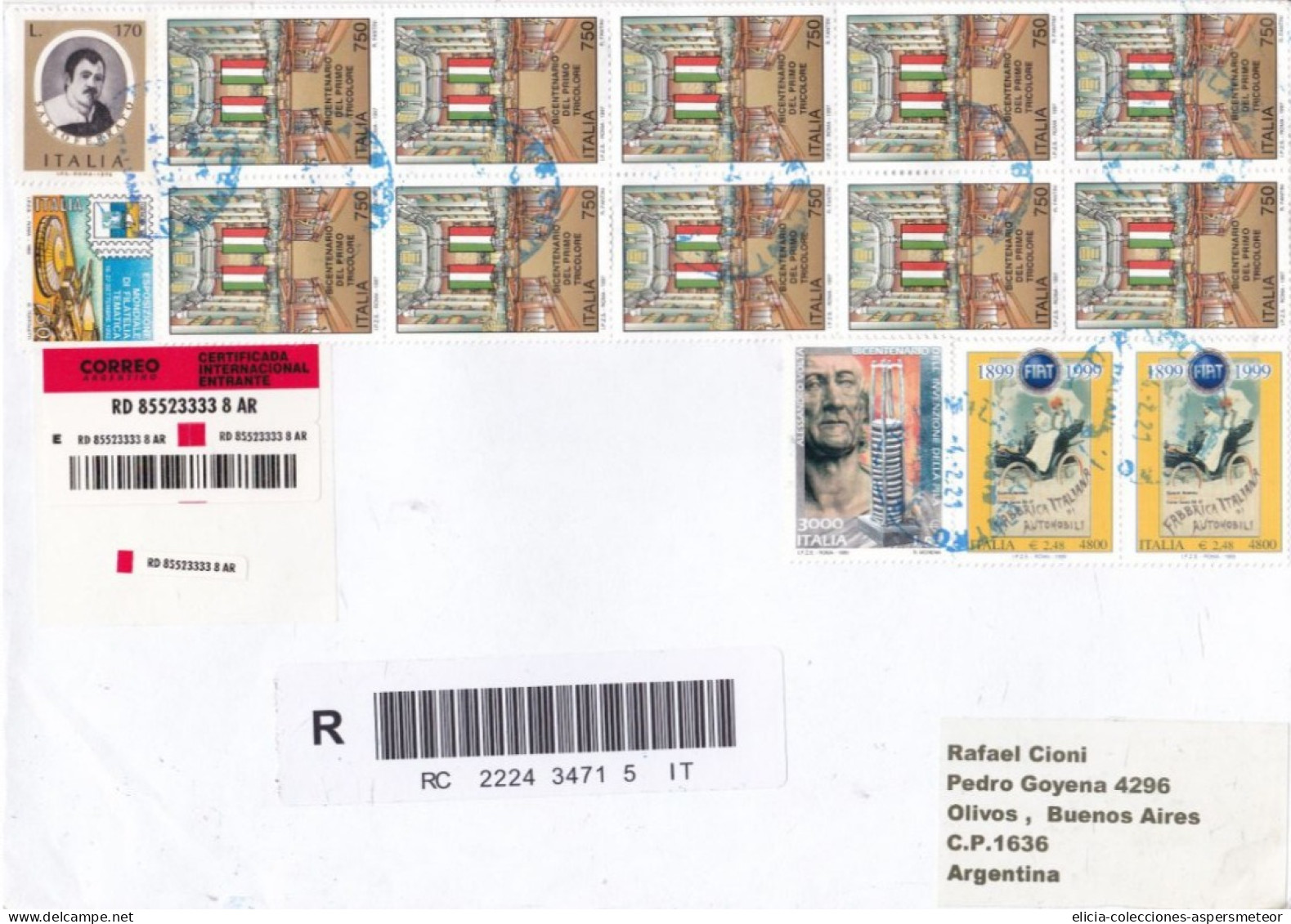 Italy - 1999 - Letter - Sent To Argentina - Caja 30 - 1991-00: Oblitérés