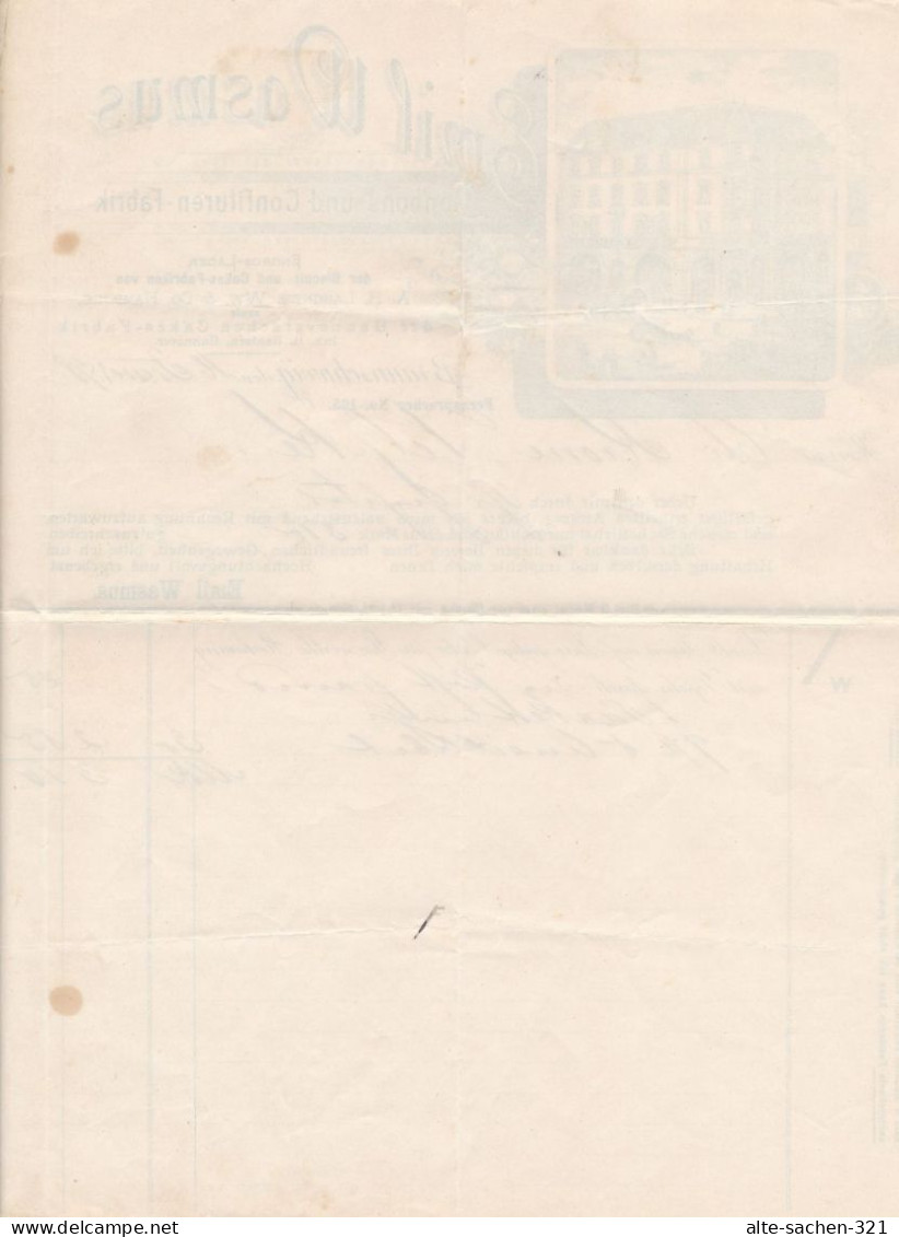 1898 Rechnung Bonbons- Und Confitüren-Fabrik Emil Wasmus Braunschweig - Historische Dokumente