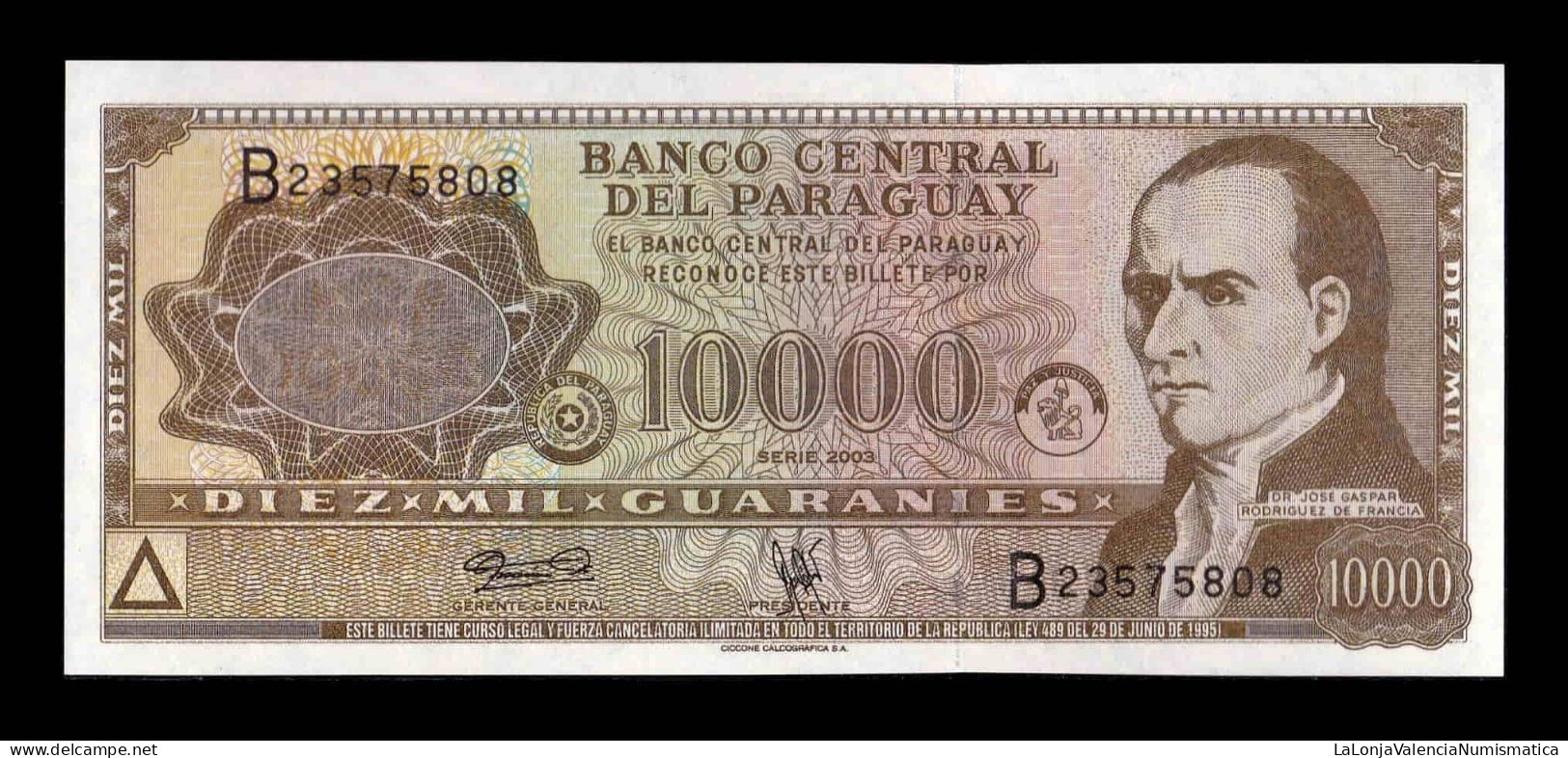 Paraguay 10000 Guaraníes 2003 Pick 216b Sc Unc - Paraguay