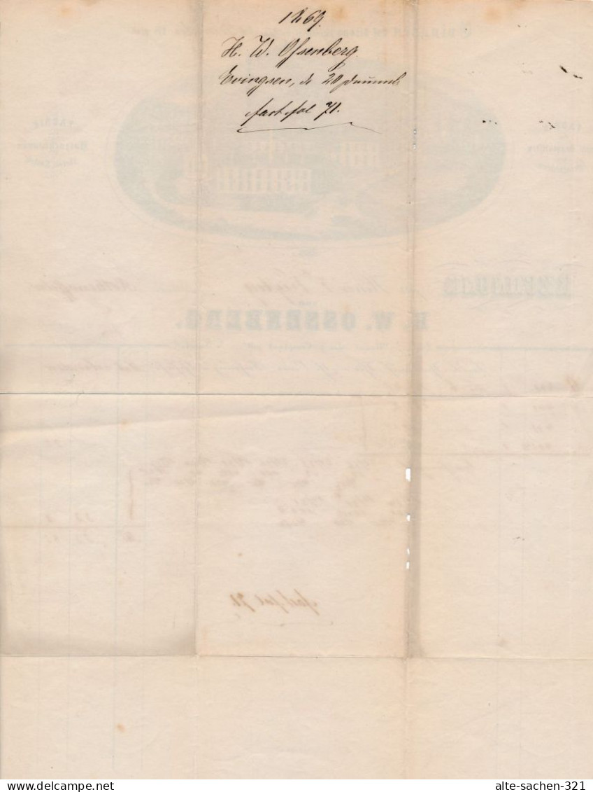 1869 Rechnung Schrauben-, Federn-, Drahtstifte-Fabrik H. W. Ossenberg Evingsen Bei Altena - Documentos Históricos