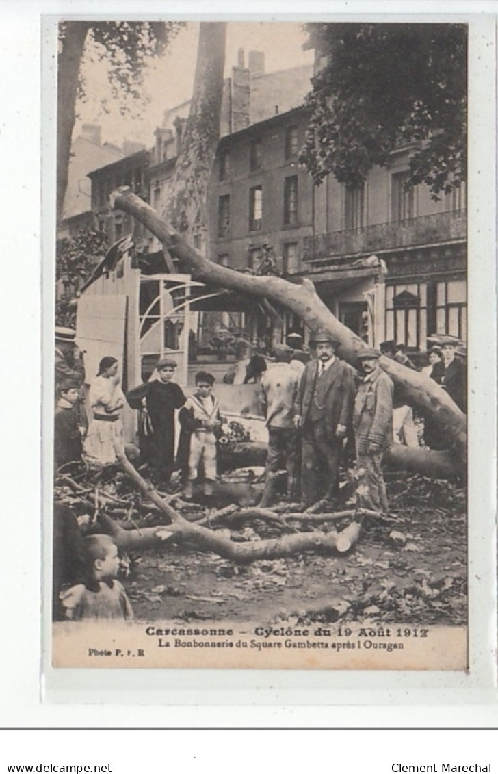 CARCASSONNE - Cyclone Du 19 Août 1912 - La Bonbonnerie Du Square Gambetta Après L'Ouragan - Très Bon état - Carcassonne