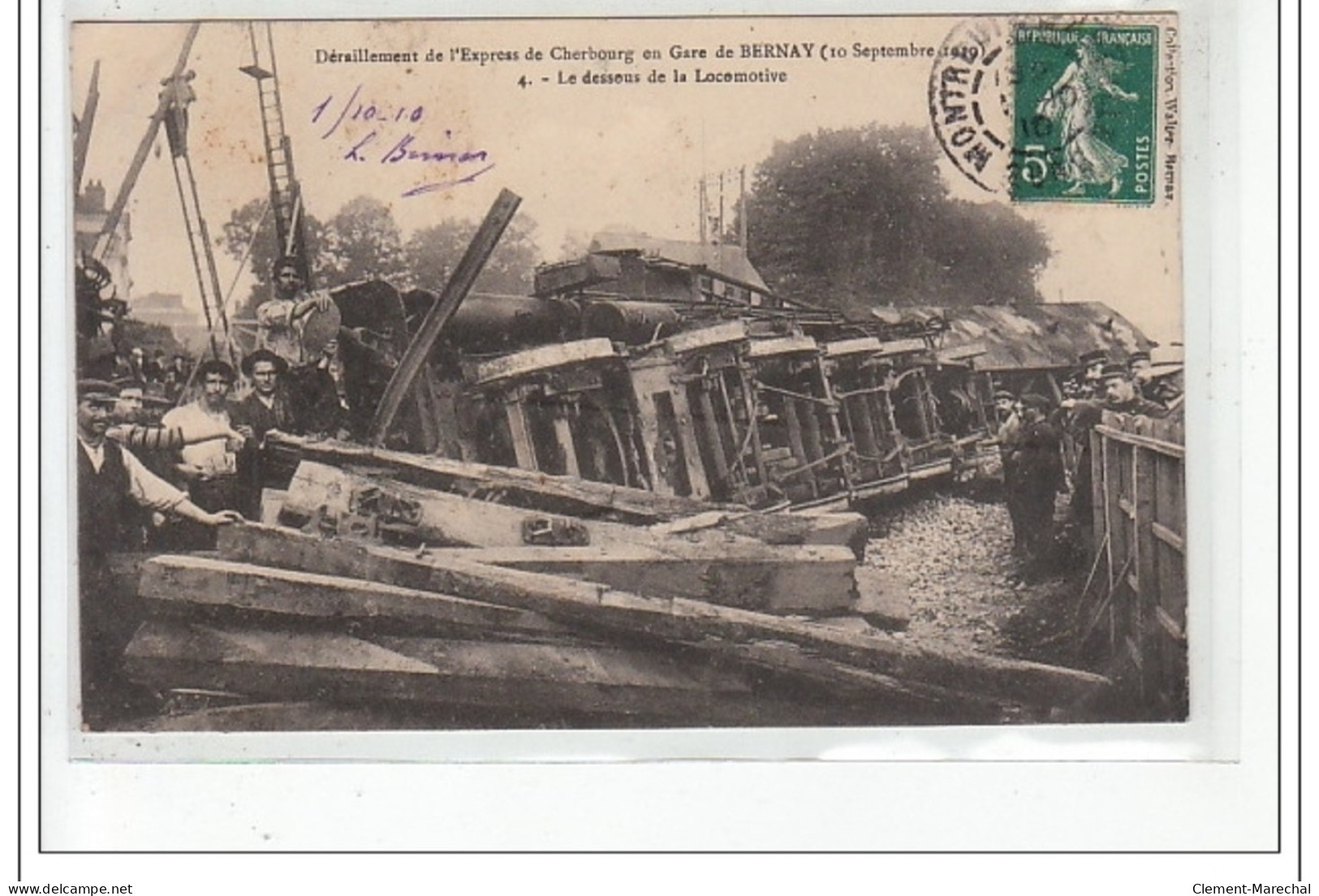 BERNAY - Déraillement De L'Express De Cherbourg Septembre 1910 - Le Dessous De La Locomotive - Très Bon état - Bernay