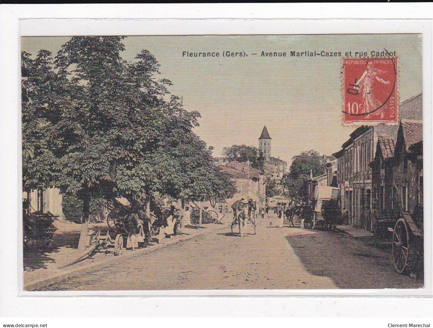 FLEURANCE : Avenue Martial-Cazes Et Rue Cadeot, Carte Toillée - Très Bon état - Fleurance