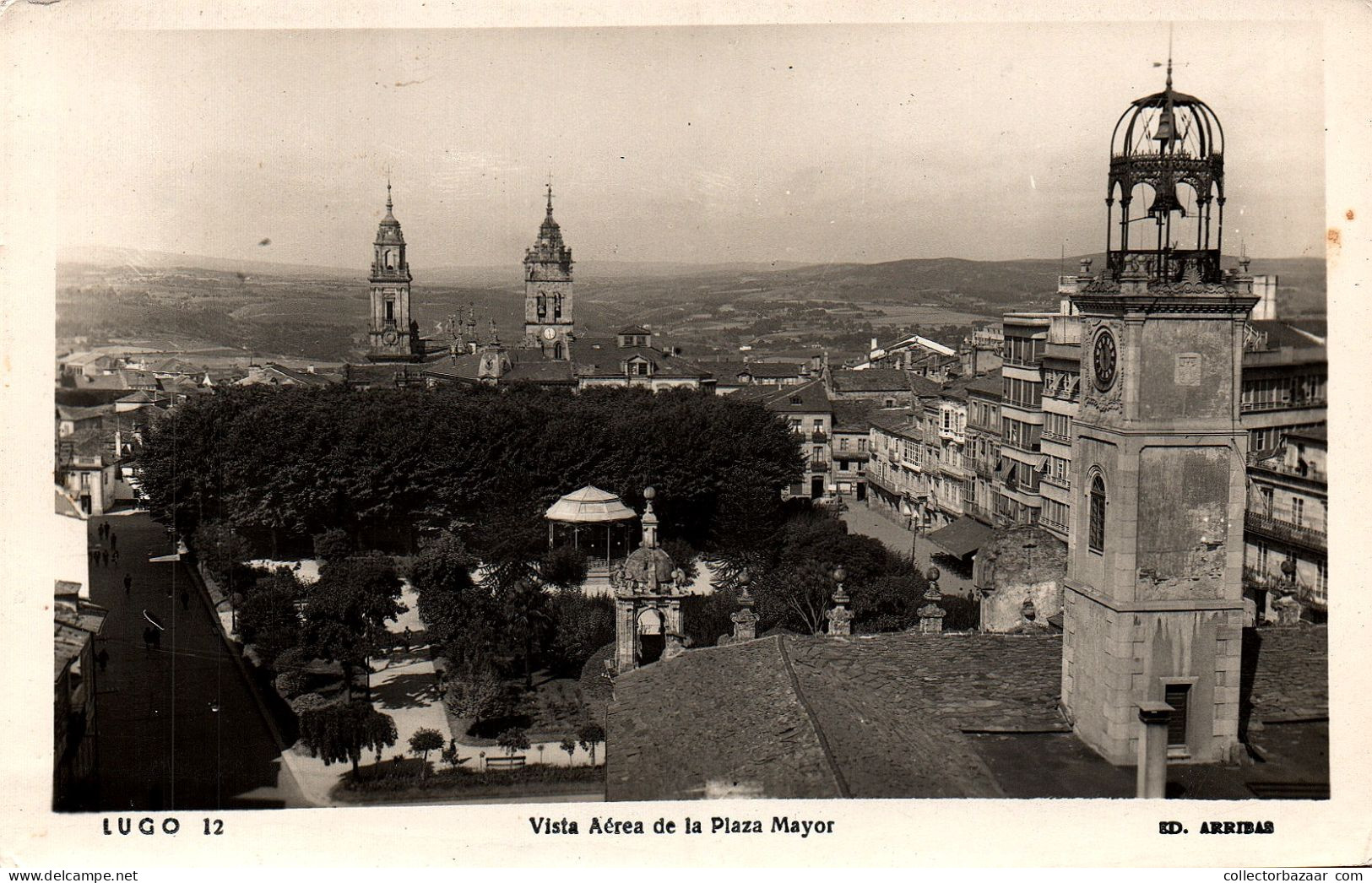 Spain  Lugo  Vista Aerea De La Plaza Mayor Vintage Postcard  Real Photo - Lugo