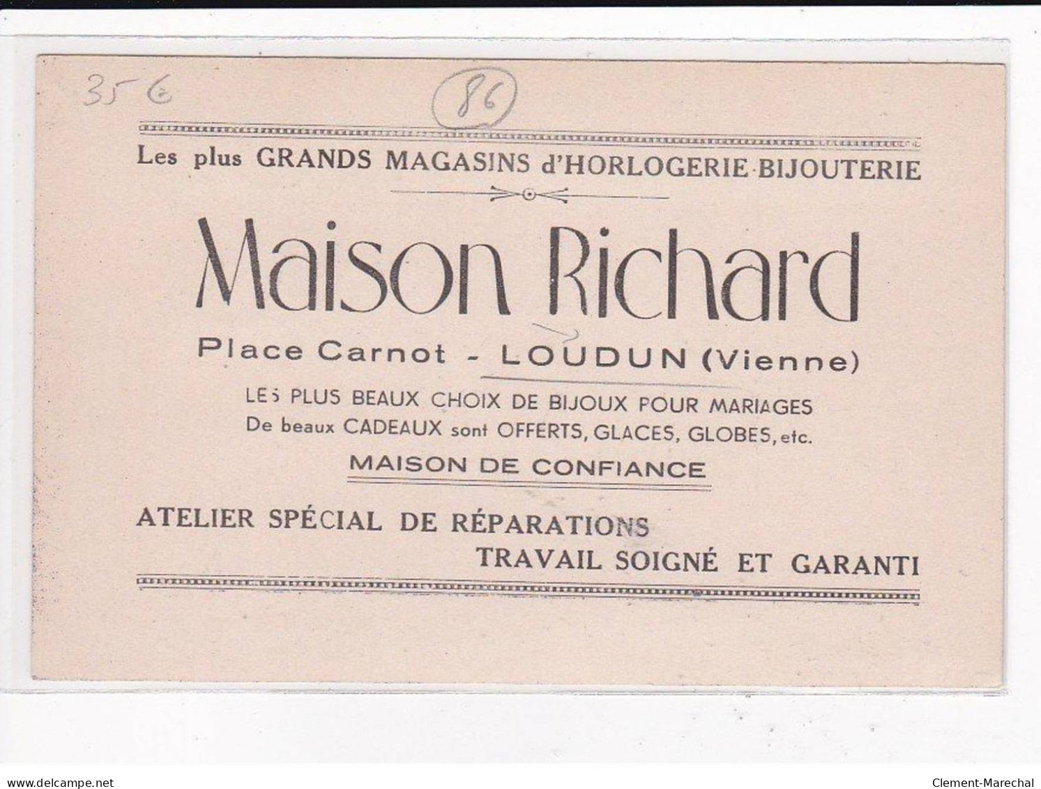 LOUDUN : Maison Richard, Magasins D'Horlogerie-Bijouterie - Très Bon état - Loudun