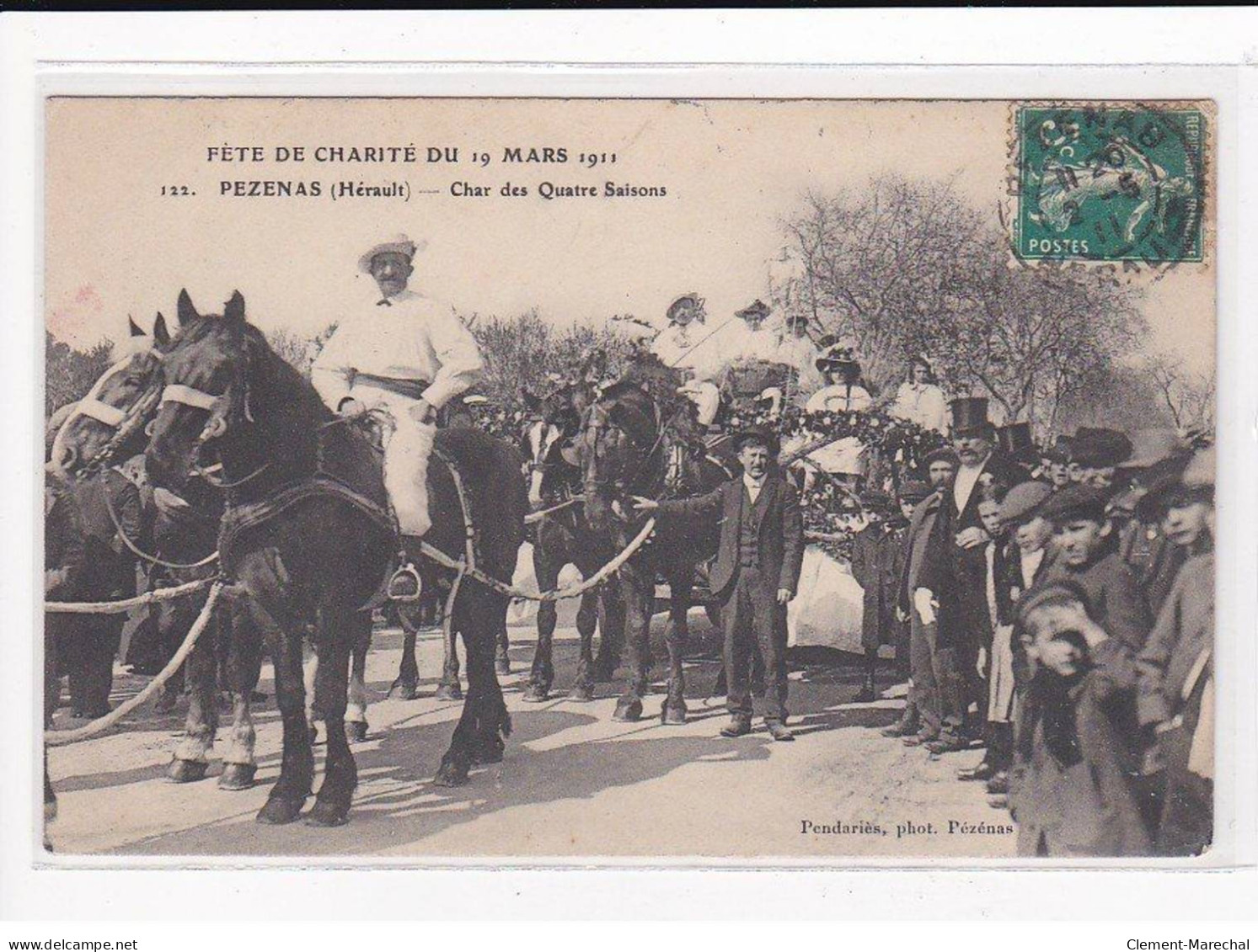 PEZENAS : Fête De Charité Du 19 Mars 1911, Char Des Quatre Saisons - Très Bon état - Pezenas