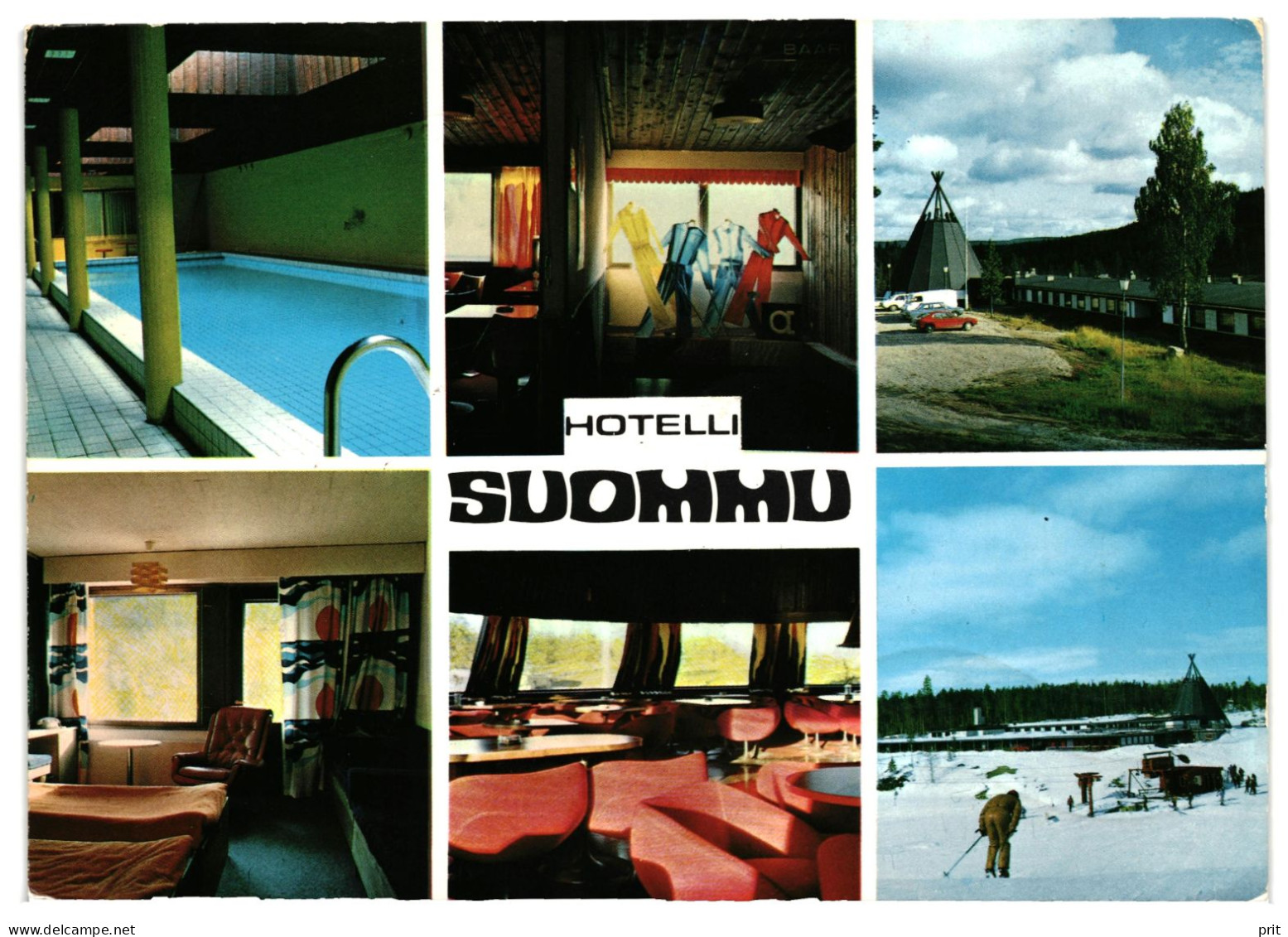 Hotel Suommu Lapland Finland 1974 Arctic Circle & Pallastunturi Cancel, Used Postcard. Publ: Suomutunturi, Kemijärvi - Finland