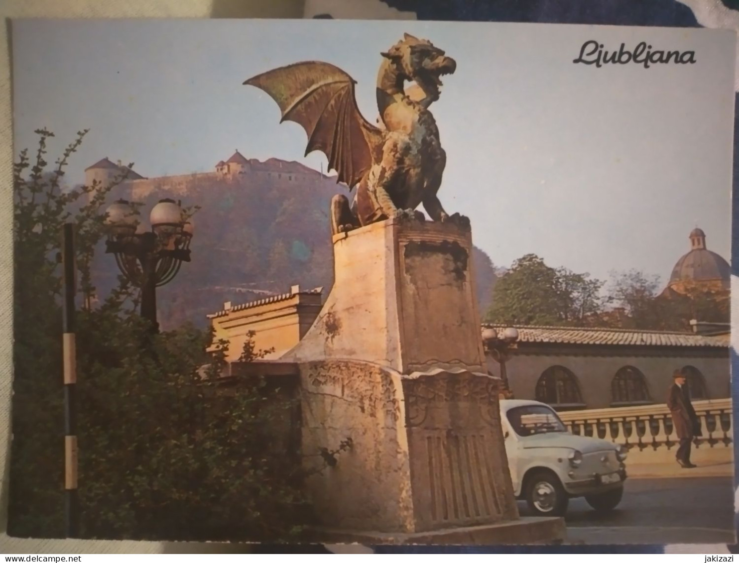 Ljubljana - Dragon Bridge. Zmajski Most. OLD CAR Fiat 500. FIČO - Slovénie