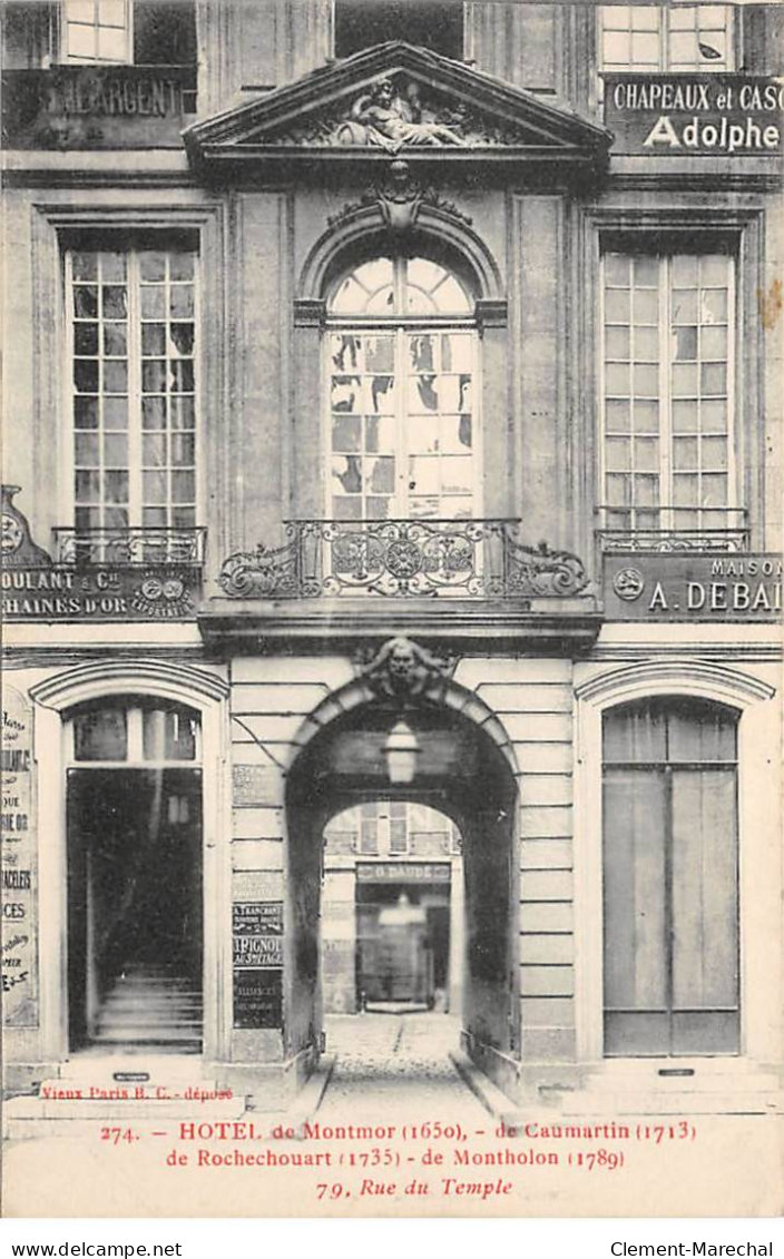 PARIS - Hotel De Montmor - Rue Du Temple - Très Bon état - Arrondissement: 03