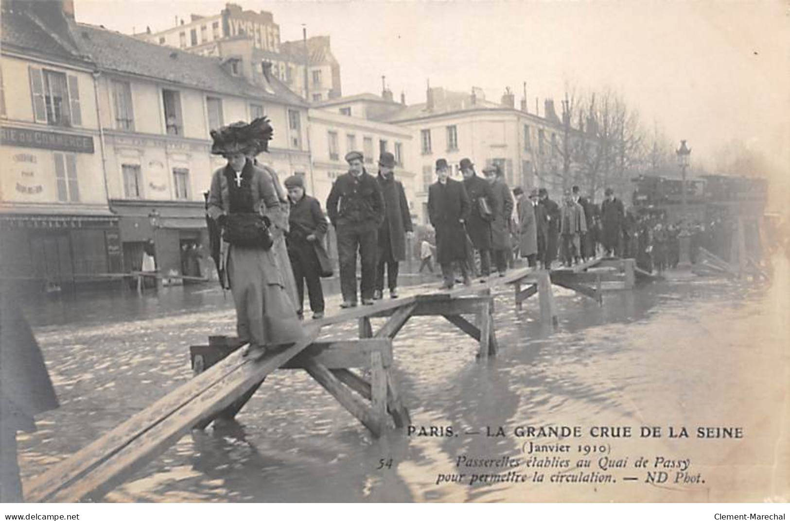 PARIS - La Grande Crue De La Seine 1910 - Passerelle Au Quai De Passy - Très Bon état - Paris (16)
