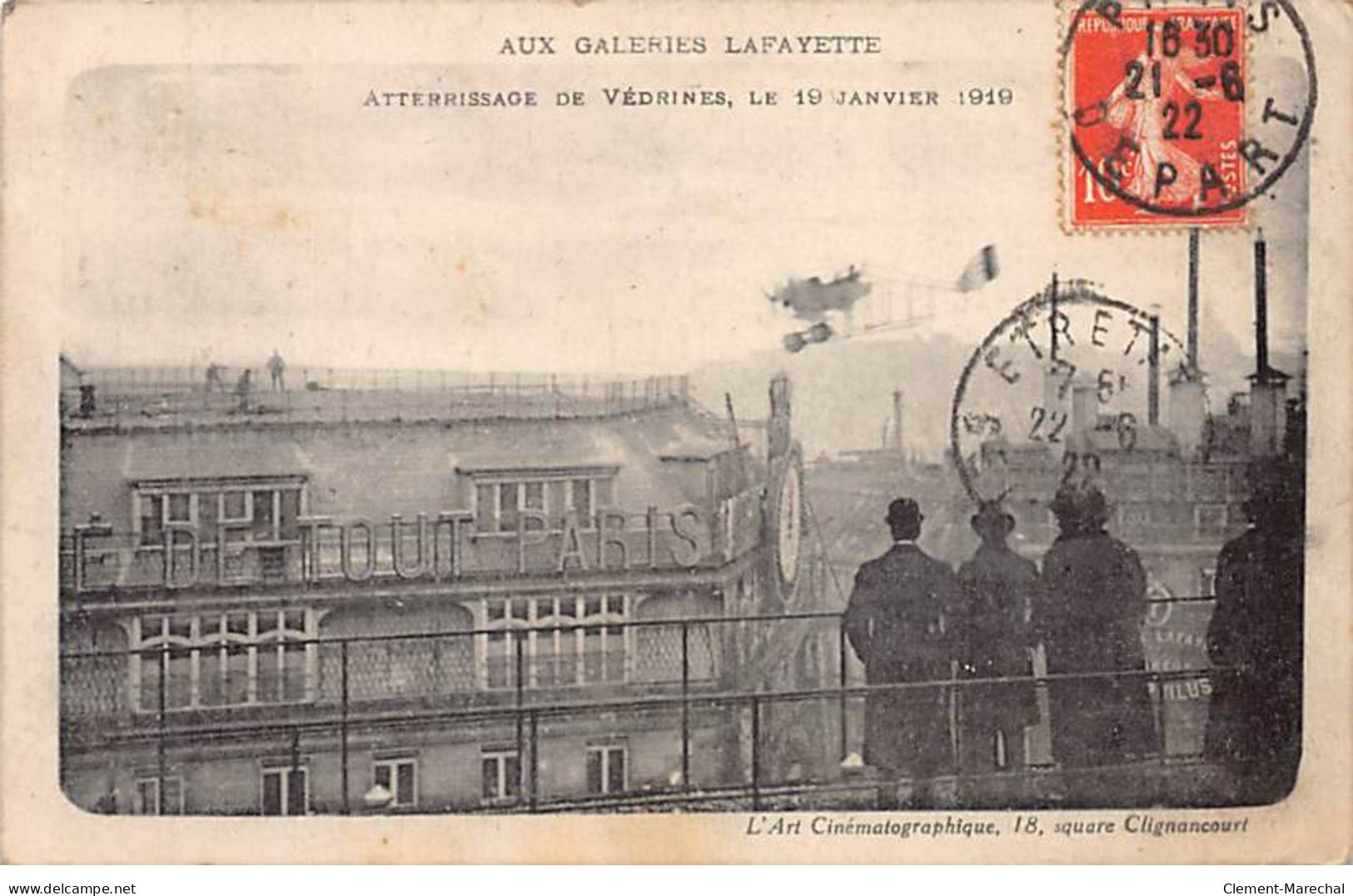 PARIS - Aux Galeries Lafayette - Atterissage De Védrines, Le 19 Janvier 1919 - état - District 09