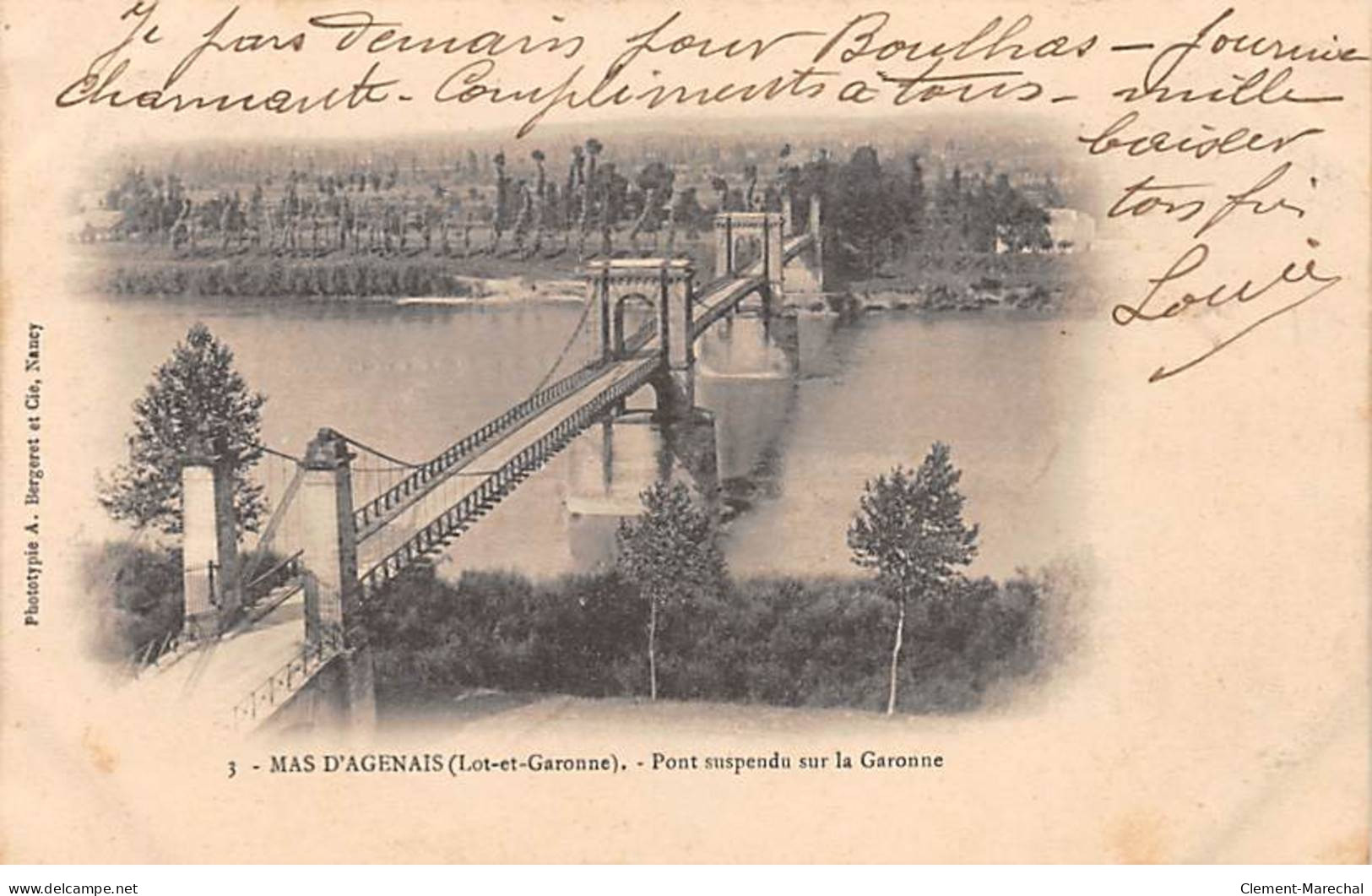 MAS D'AGENAIS - Pont Suspendu Sur La Garonne - Très Bon état - Sonstige & Ohne Zuordnung