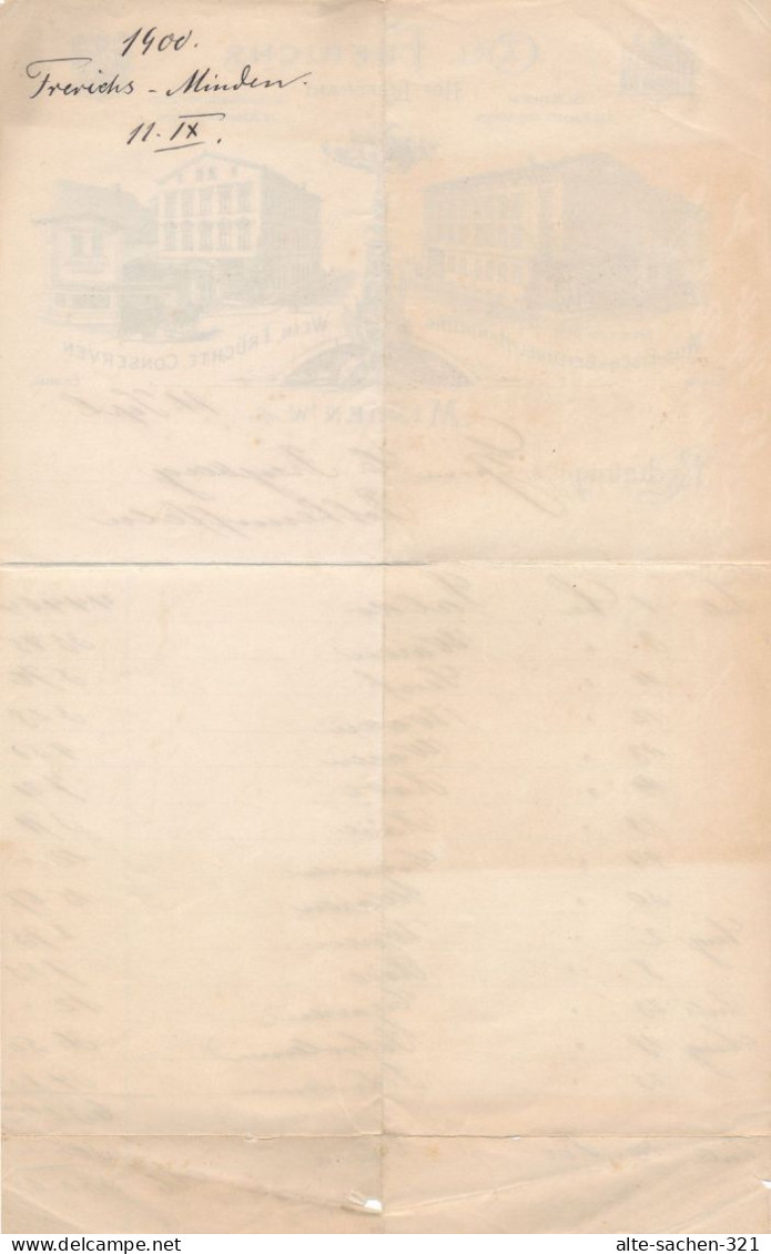 1900 Rechnung Hof-Lieferant Lebensmittel-Handlung Carl Frerichs Bäckerstraße Minden - Historical Documents