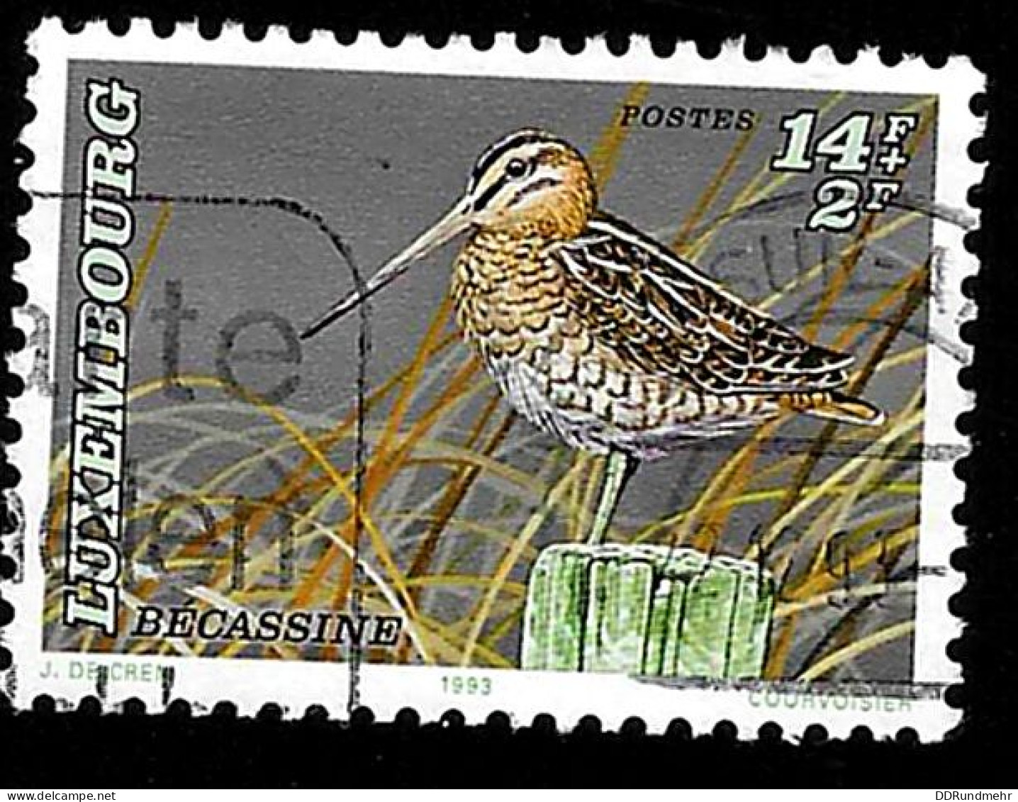 1993 Common Snipe  Michel LU 1331 Stamp Number LU B388 Yvert Et Tellier LU 1281 Stanley Gibbons LU 1364 Used - Gebraucht
