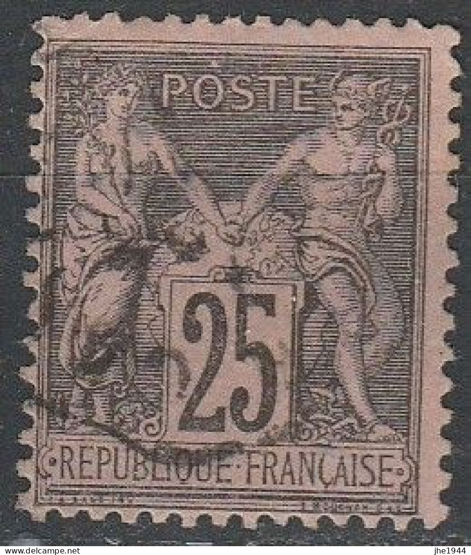 France N° 91 SAGE Type II 25 C Noir S. Rouge - 1876-1898 Sage (Tipo II)