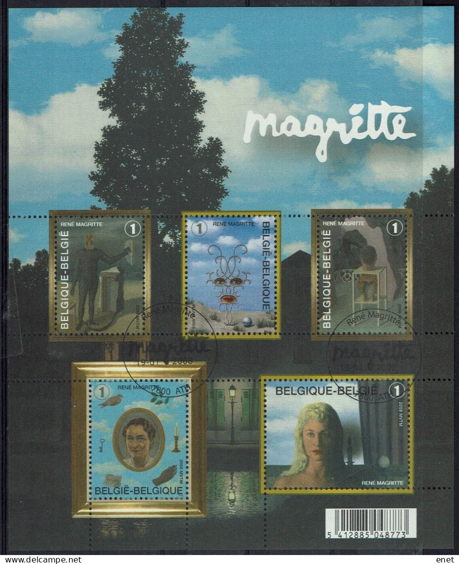 Belgie 2008 - OBP BL191° (3742/46) Magritte - Usati