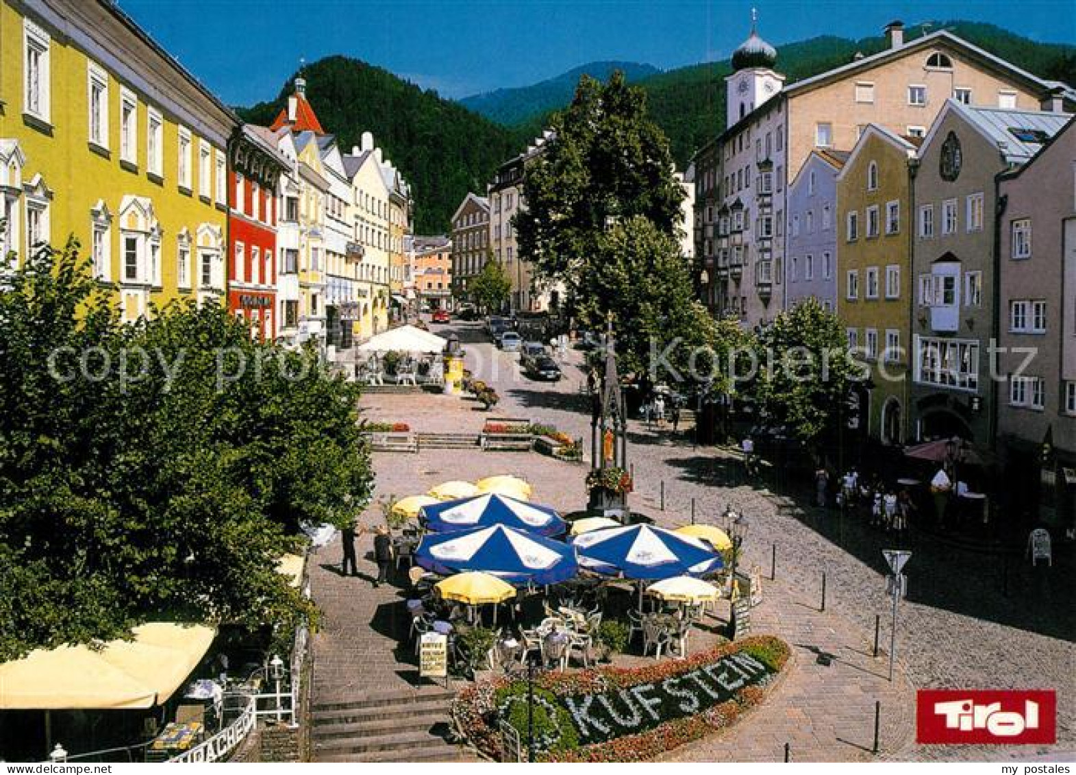 73601844 Kufstein Tirol Unterer Stadtplatz Brunnen StrassenCafe Kufstein Tirol - Sonstige & Ohne Zuordnung
