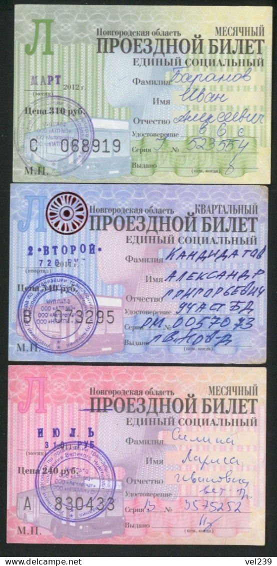 Russia. Novgorod. 2011. 12 Monthly Tickets - Europe
