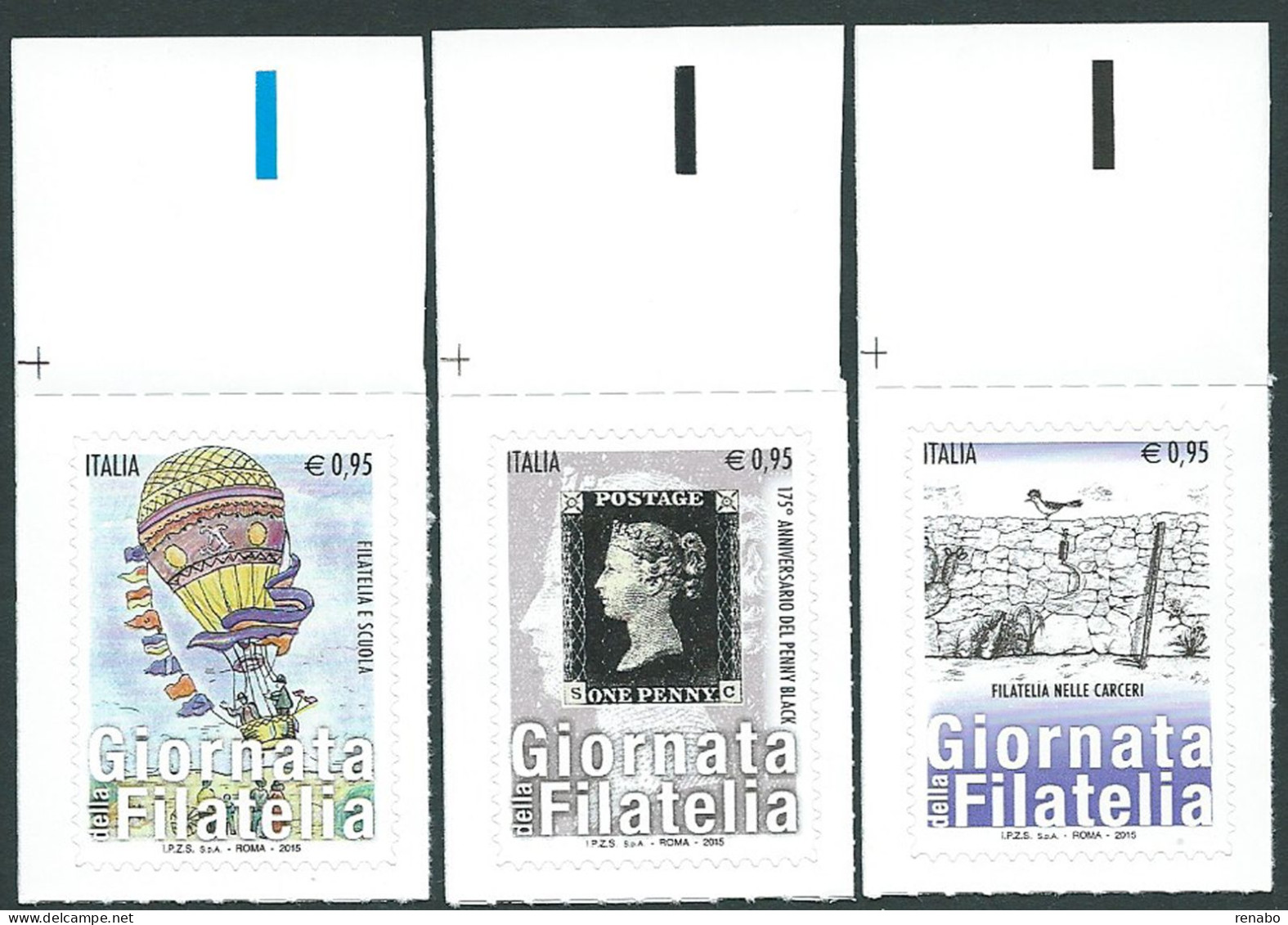 Italia 2015; Giornata Della Filatelia; Serie Completa : Scuola + ;Penny Black; + Carceri: Angolo Superiore - 2011-20: Nieuw/plakker