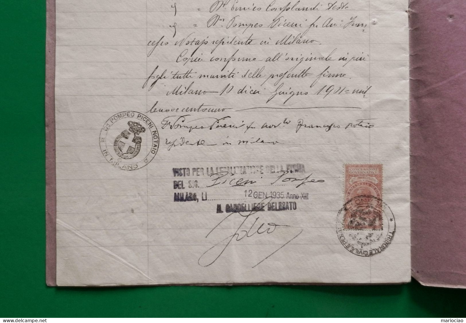 D-IT Regno D'Italia MILANO 1901 PATTO NUZIALE Con 1 Marca Fiscale - Historische Dokumente