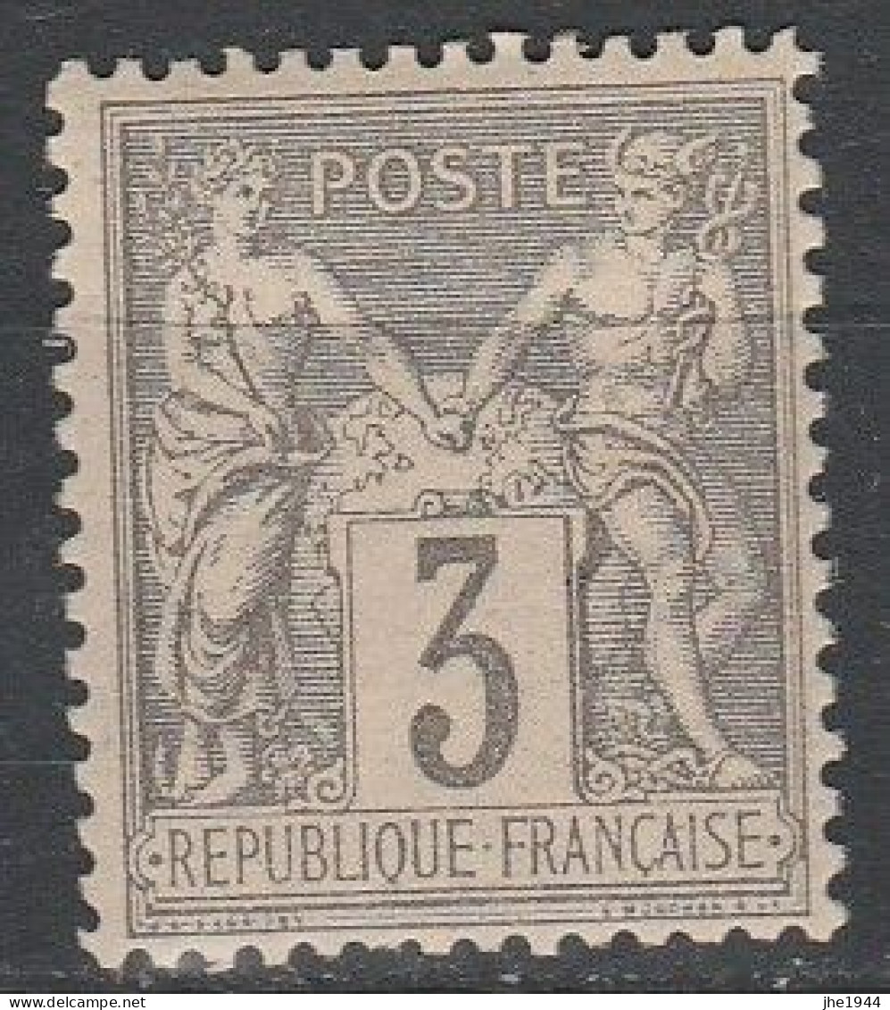 France N° 87* SAGE Type II 3 C Gris - 1876-1898 Sage (Type II)