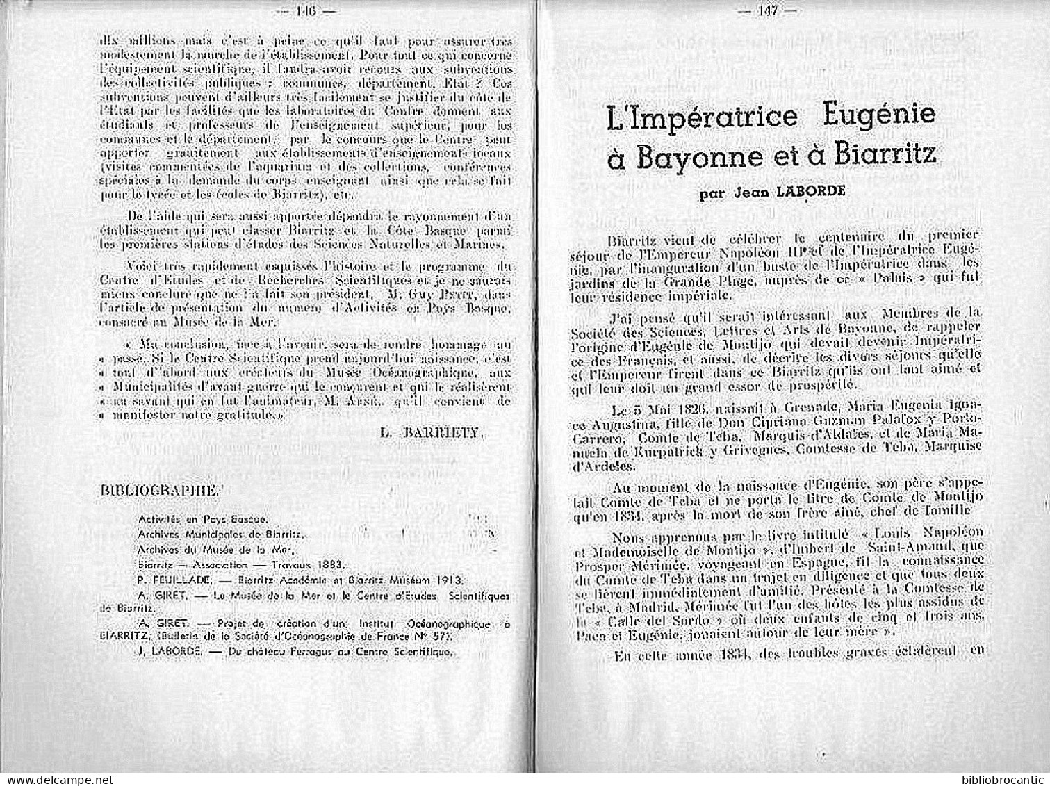 SOC. SCIENCES,LETTRES & ARTS BAYONNE N°74-1955 < L'IMPERATRICE EUGENIE A BAYONNE Etc.. - Baskenland
