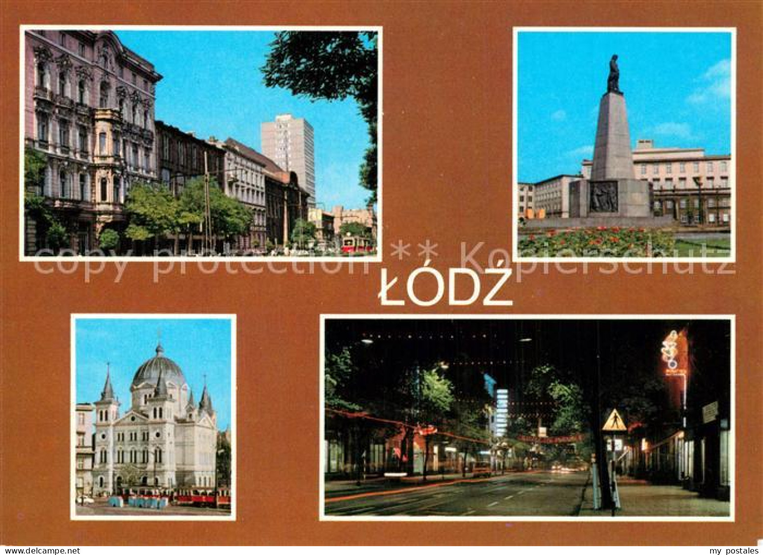 73601163 Lodz Innenstadt Denkmal Strassenpartie Bei Nacht Lodz - Pologne
