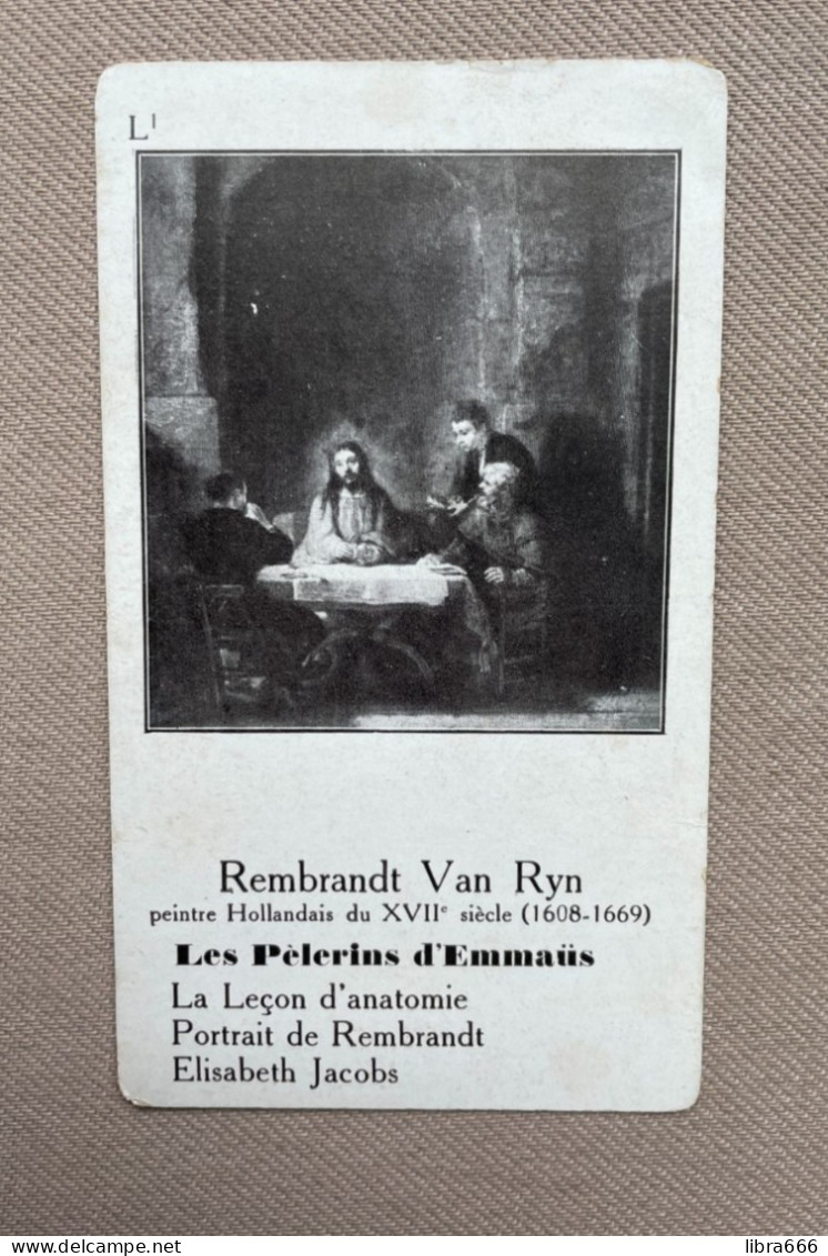 Kwartet Speelkaart L1 - Rembrandt Van Ryn, Peintre Hollandais Du XVII° Siècle - Les Pèlerins D'Emmaüs - 12 X 7 Cm. - Andere & Zonder Classificatie