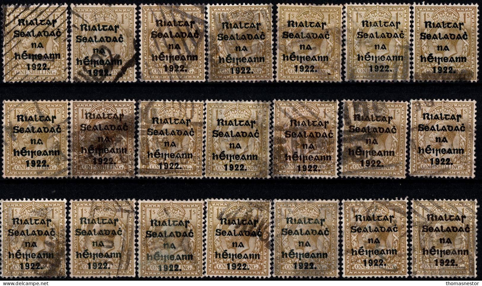 1922 Thom Rialtas 5 Line Blue Black Ink (July- Nov) 1 S Fiscal Cancellation, Parcel/ Commercial Cancel 168 In Total. - Used Stamps