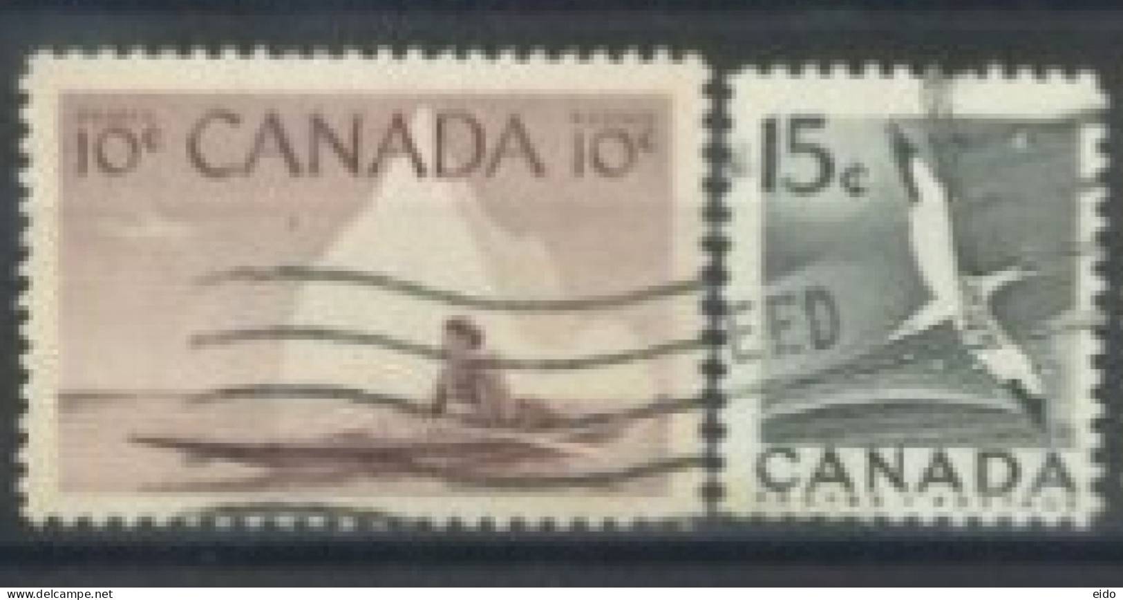 CANADA - 1953, ESKIMO HUNTER & NORTHERN GANNET STAMPS SET OF 2, USED. - Usati