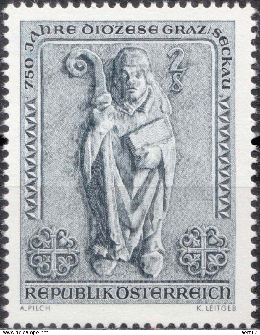 1968, Austria, Diocese Graz-Seckau, Anniversaries, Churches, Clergy, Religion, MNH(**), Mi: 1270 - Unused Stamps