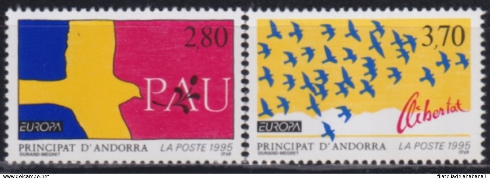 F-EX50139 ANDORRA MNH 1995 EUROPA CEPT PEACE PIGEON BIRD AVES.  - Duiven En Duifachtigen