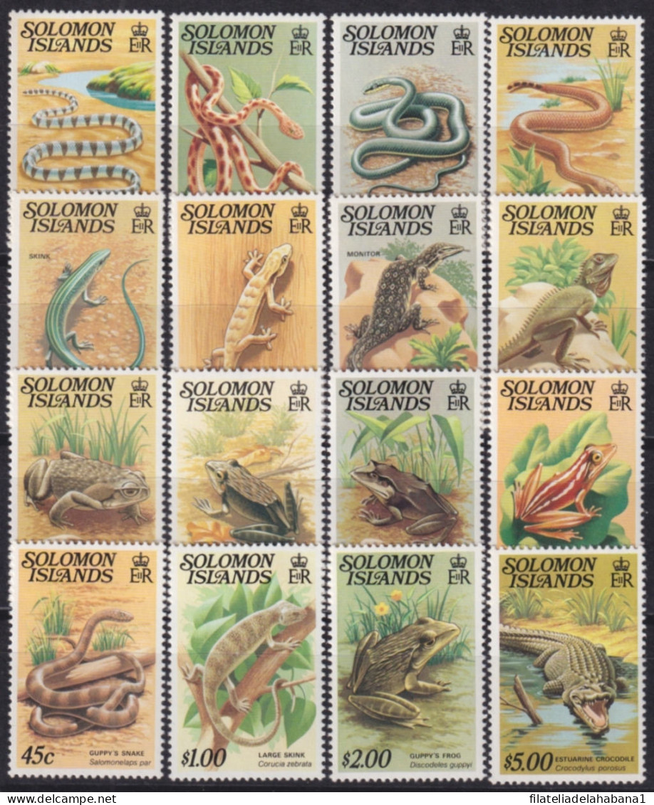 F-EX49792 SOLOMON IS MNH 1979 WILDLIFE FROG LIZARD COCODRILE SNIKE ONLY 16.  - Other & Unclassified