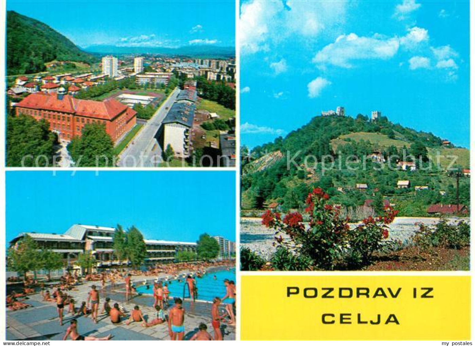 73600752 Celje Cilli Stadtpanorama Burgblick Freibad Celje Cilli - Slowenien