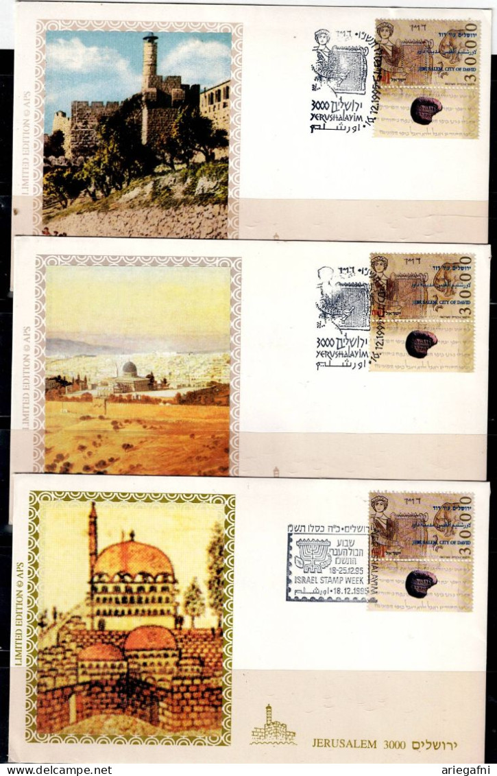 ISRAEL 1995 COVER 3000 YEARS OF JERUSALEM SET OF 3 COVERS VF!! - Cartas & Documentos