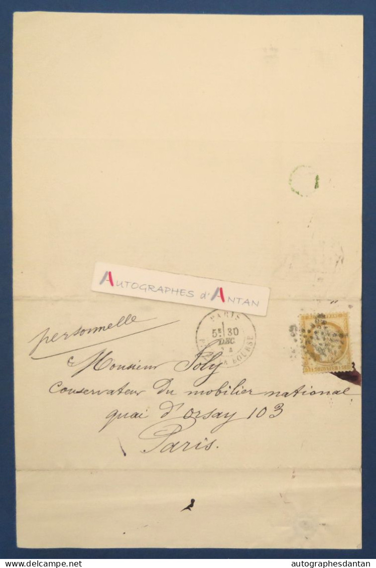 ● Lettre 1874 à M. JOLY (de Montesson) Conservateur Du Mobilier National - A. Servy Avoué - L.A.S - Historische Documenten