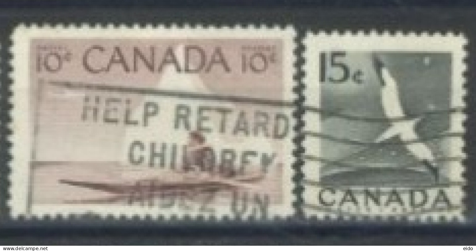 CANADA - 1953, ESKIMO HUNTER & NORTHERN GANNET STAMPS SET OF 2, USED. - Usados